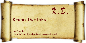 Krohn Darinka névjegykártya